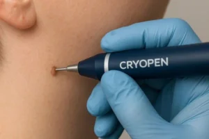 Person receiving skin tag removal Knightsbridge